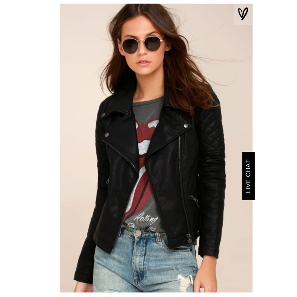 Black Vegan Leather Moto Jacket